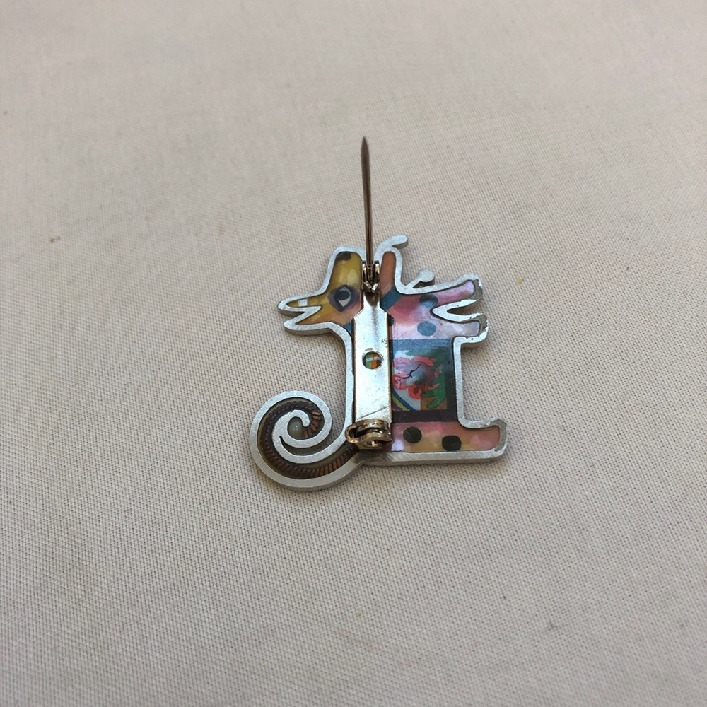 Seeka Dog Pin Art Deco Beaded Jewels Brooch Style Puppy Flowers Yellow Tone - Picture 7 of 12